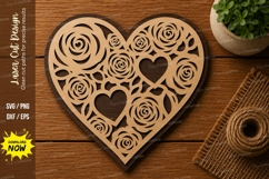 Rose Heart SVG | Romantic Floral Laser Cut File | Glowforge Product Image 1