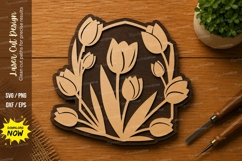Tulip Floral Frame SVG | Spring Flower Laser Cut File | Glow Product Image 1
