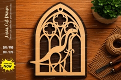 Flamingo Gothic Window SVG | Tropical Bird Laser Cut File Product Image 1