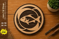 Fish Circle SVG | Fishing Laser Cut File | Glowforge CNC DXF Product Image 1