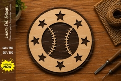 Baseball Stars SVG | Sports Laser Cut File | Glowforge CNC Product Image 1