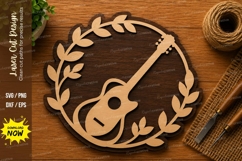 Guitar Laurel Wreath SVG | Music Laser Cut File | Glowforge Product Image 1