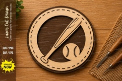 Baseball Bat SVG | Sports Circle Laser Cut File | Glowforge Product Image 1