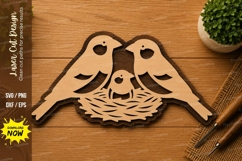 Bird Family SVG | Nesting Birds Laser Cut File | Glowforge Product Image 1