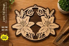 Floral Wreath SVG | Lily Flower Laser Cut File | Glowforge Product Image 1