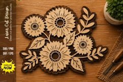 Sunflower Bouquet SVG | Floral Laser Cut File | Glowforge Product Image 1