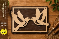 Love Birds Frame SVG | Flying Bird Laser Cut File | Glowforg Product Image 1