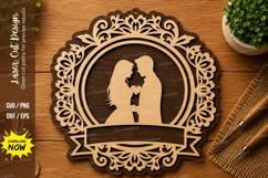 Romantic Couple Frame SVG | Wedding Laser Cut File Product Image 1