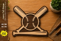 Baseball Crossed Bats SVG | Sports Laser Cut File | Glowforg Product Image 1