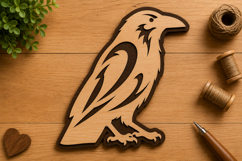 Graceful Raven Profile Laser Cut Svg File Design raven  Product Image 1