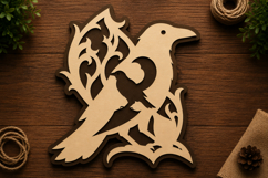 Floral Raven Vine Laser Cut Svg File Design floral raven svg Product Image 1