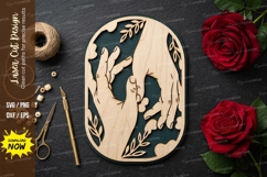 Helping Hands Oval Frame SVG Laser Cut Design Product Image 1