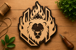 Flaming Lion Heart Laser Cut Svg File Design flaming lion sv Product Image 1