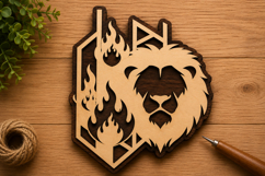 Flaming Lion Geometric Laser Cut Svg File Design flaming Product Image 1