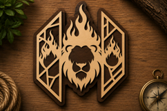 Triple Flame Lion Laser Cut Svg File Design triple flame Product Image 1