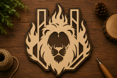 Triple Flame Lion Laser Cut Svg File Design triple flame Product Image 1