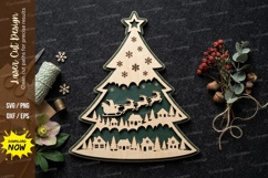 Layered Christmas Tree Village SVG Laser Cut Design Product Image 1
