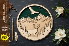 Mountain Landscape Round SVG Laser Cut Design Product Image 1