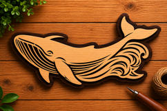 Flowing Whale Laser Cut Svg File Design whale svg, ocean wha Product Image 1