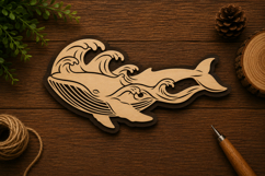 Flowing Whale Laser Cut Svg File Design flowing whale svg Product Image 1