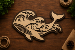 Twin Wave Dolphins Laser Cut SVG File dolphins svg design Product Image 1