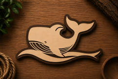 Playful Whale Laser Cut SVG File whale svg design, ocean Product Image 1