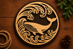 Wave Motion Whale Laser Cut SVG File whale svg design, ocean Product Image 1