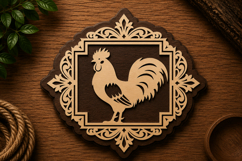 Royal Rooster Frame Laser Cut SVG File rooster svg design Product Image 1