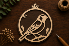 Songbird Circle Frame Laser Cut SVG File bird svg design Product Image 1