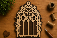 Floral Gothic Window Laser Cut SVG File gothic window svg Product Image 1