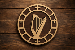 Celtic Harp Circle Laser Cut SVG File harp svg design Product Image 1