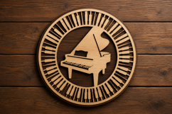 Grand Piano Circle Laser Cut SVG File piano svg design Product Image 1