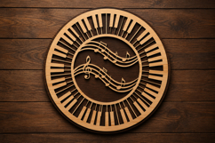 Musical Notes Piano Circle Laser Cut SVG File music notes Product Image 1