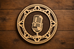 Vintage Microphone Circle Laser Cut SVG File microphone svg Product Image 1