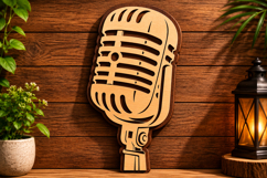 Retro Microphone Laser Cut SVG File microphone svg design Product Image 1