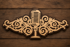 Ornate Microphone Frame Laser Cut SVG File microphone svg Product Image 1