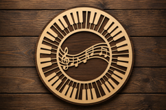 Musical Notes Piano Circle Laser Cut SVG File music notes Product Image 1