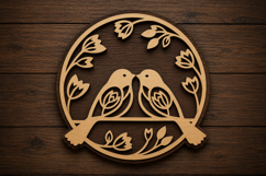 Love Birds Circle Laser Cut SVG File love birds svg design Product Image 1
