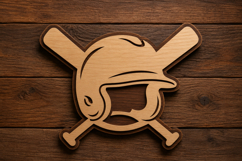 Baseball Helmet Crossed Bats Laser Cut SVG File baseball svg Product Image 1