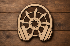 Headphone Wheel Laser Cut SVG File headphone svg design, mus Product Image 1