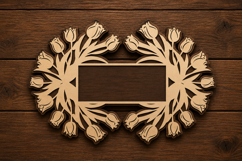Floral Wreath Frame Laser Cut SVG File floral wreath svg des Product Image 1