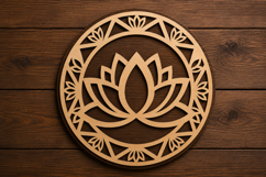 Lotus Mandala Circle Laser Cut SVG File lotus svg design Product Image 1