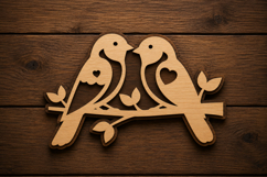Love Birds Branch Laser Cut SVG File love birds svg design Product Image 1