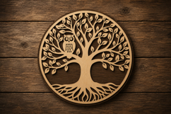 Owl Tree Circle Laser Cut SVG File owl svg design, tree svg Product Image 1
