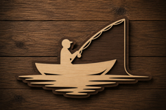 Fishing Boat Scene Laser Cut SVG File fishing svg design Product Image 1