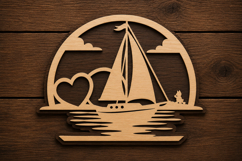 Sailboat Sunset Lake Scene Laser Cut SVG File sailboat sunse Product Image 1
