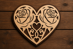 Rose Heart Floral Wall Art Laser Cut SVG File rose heart svg Product Image 1