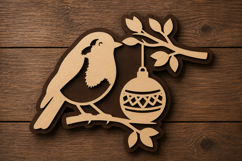 Robin Bird Branch Ornament Laser Cut SVG File robin bird svg Product Image 1