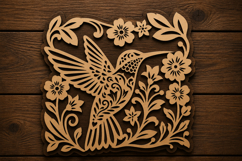 Hummingbird Floral Garden Wall Art Laser Cut SVG File hummin Product Image 1