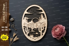 Desert Cactus Oval Frame SVG Laser Cut Design Product Image 1